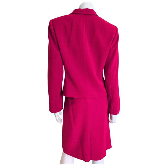 Le Suit Petite Skirt Suit 8P Red Crepe Lined Pencil Skirt Career Office Church - Picture 2 of 7